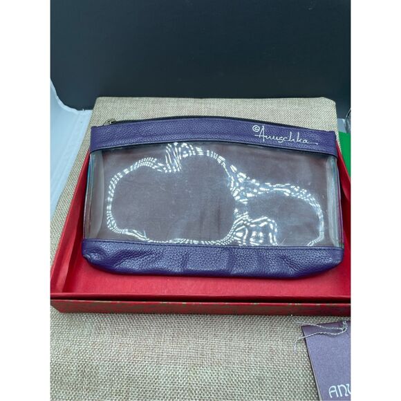 Anuschka Hand painted Leather Zip Bag Cosmetic Bag Clutch Paisley SOU48GJM-U - Picture 2 of 10